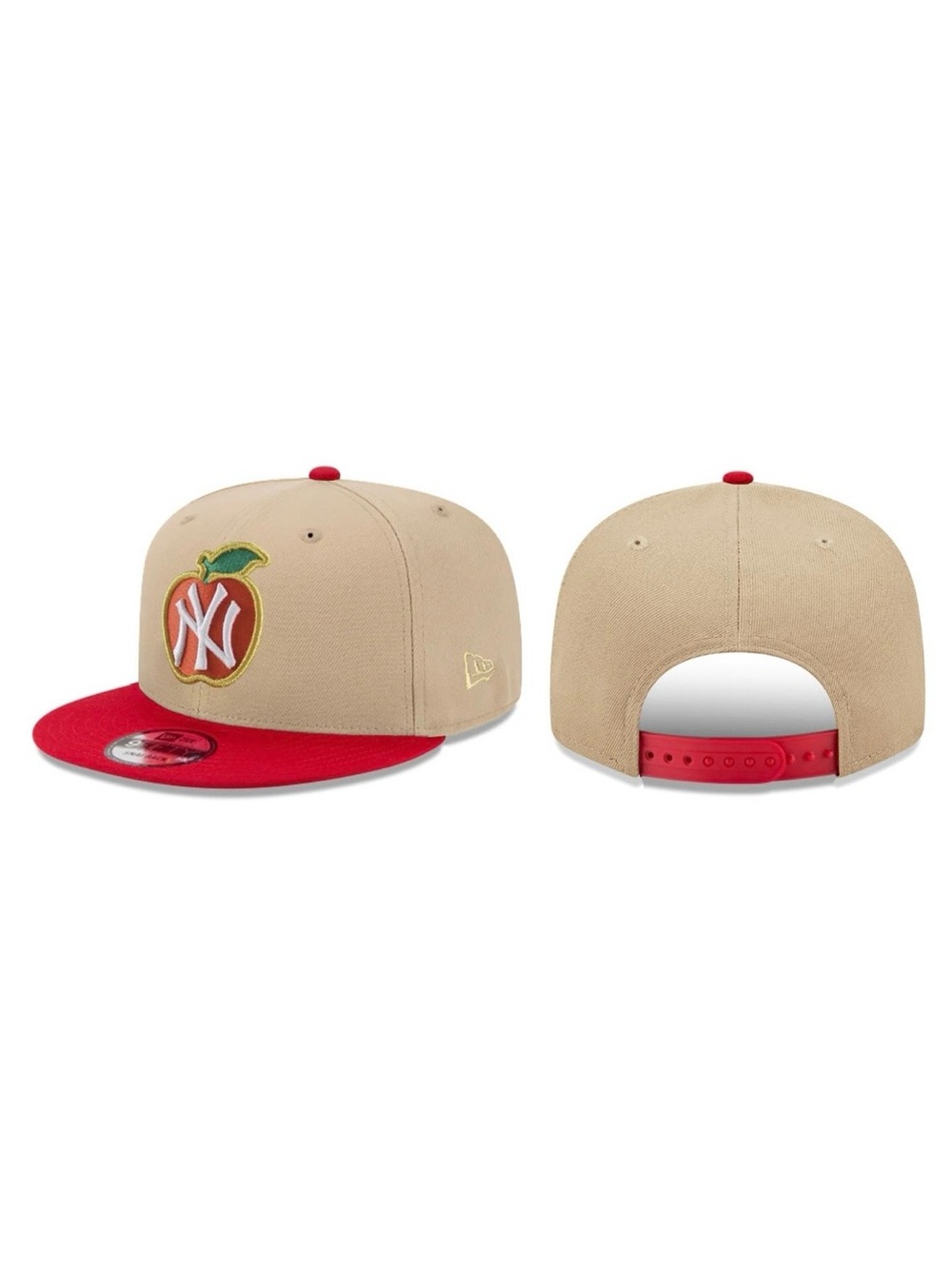 New Era - MLB Baseball Hat - New York Yankees 9FIFTY Snapback Cap - Cream & Red